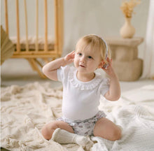 Load image into Gallery viewer, Aster & Oak - White Ruffle Rib Puff Sleeve Onesie