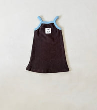 Load image into Gallery viewer, Tiny Trove - Stevie Terry Towelling Dress - Dark Chocolate/Powder Blue
