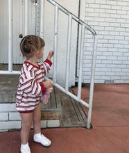 Load image into Gallery viewer, Tiny Trove - Mattie Stripe Cotton Bodysuit - Pink/Red Stripe