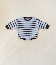 Load image into Gallery viewer, Tiny Trove - Mattie Stripe Cotton Bodysuit - Blue Stripe