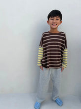 Load image into Gallery viewer, Tiny Trove - Rowan Stripe Cotton Long Sleeve Tee - BROWN/YELLOW STRIPE