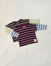 Load image into Gallery viewer, Tiny Trove - Rowan Stripe Long Sleeve Tee - MAROON & BLUE