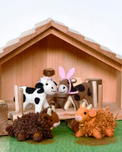 Load image into Gallery viewer, Tara Treasures - Felt Highland Cow Toy - Dark Brown