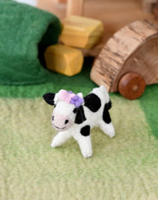 Load image into Gallery viewer, Tara Treasures - Felt Spotted Cow Toy with Flowers