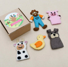 Load image into Gallery viewer, Tara Treasures - Old MacDonald Animals Finger Puppets A