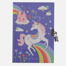 Load image into Gallery viewer, Tiger Tribe - Lockable Diary - Unicorn Rainbows