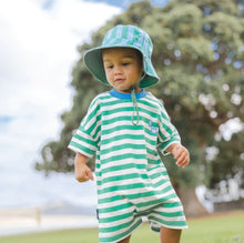 Load image into Gallery viewer, Crywolf - Sun Smart Romper - Sea Green Stripe