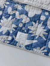 Load image into Gallery viewer, Linen Label - Rectangle Toddler Cot Blanket & Play Mat- Print Denim Blue & Oat
