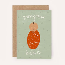 Load image into Gallery viewer, Lauren Sissons Studio - Bonjour Bebe Sage Mini Card - New Baby | Baby Shower Greeting