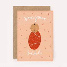 Load image into Gallery viewer, Lauren Sissons Studio - Bonjour Bebe Pink Mini Card - New Baby Cute Shower Greeting