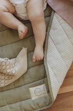 Load image into Gallery viewer, Linen Label Sage &amp; Pinstripe Play Mat
