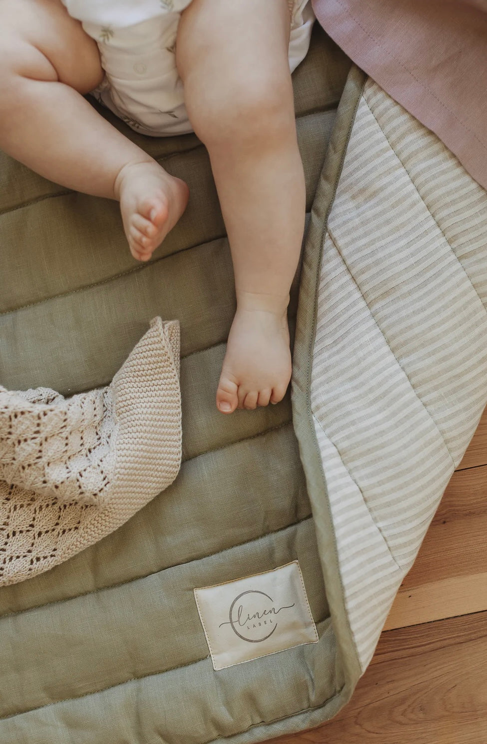 Linen Label Sage & Pinstripe Play Mat