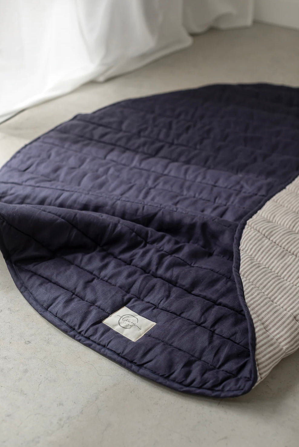 Linen Label Washed Navy & Pinstripe Play Mat
