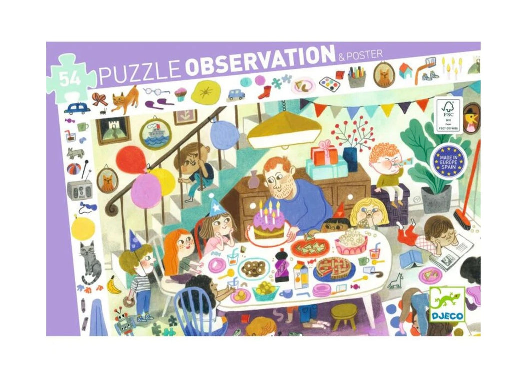 Djeco - Birthday Party 54 Piece Observation Jigsaw Puzzle
