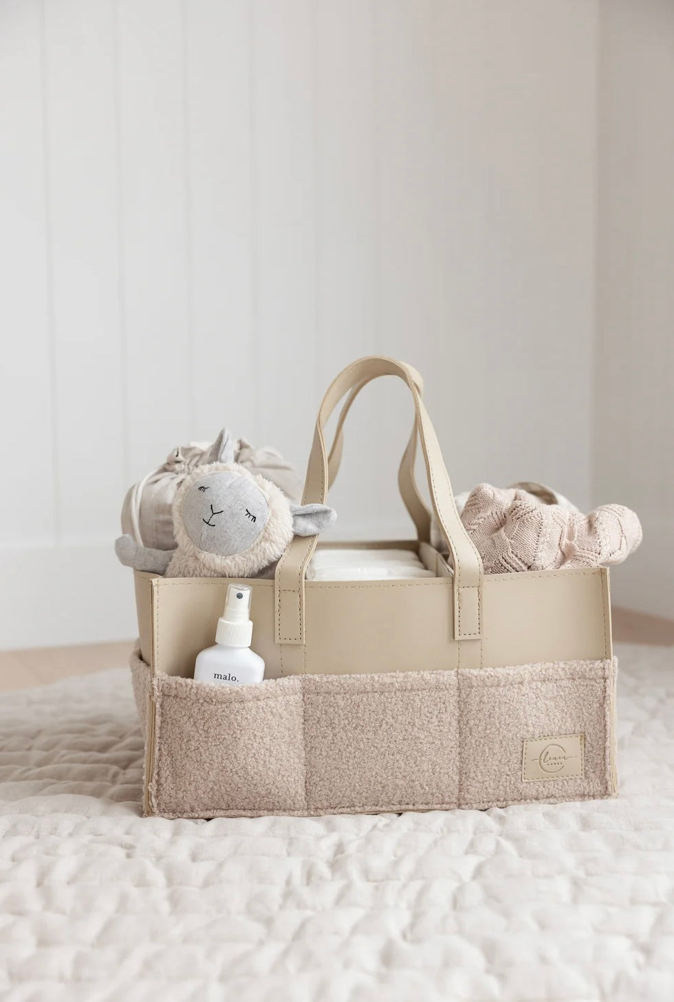 Linen Label - Nappy Caddy- Luxe Range- Nude