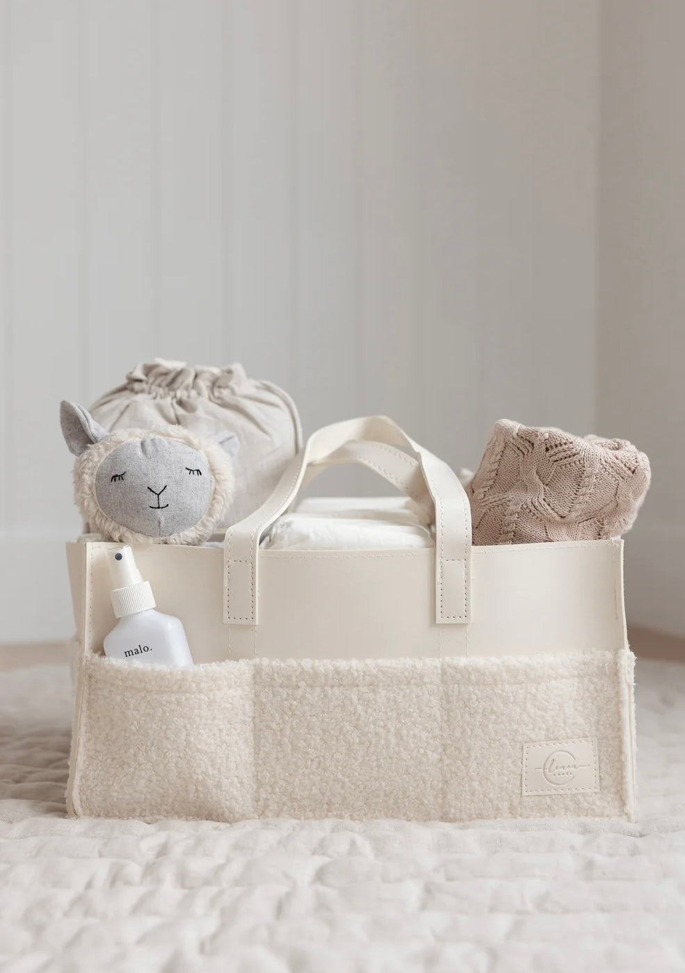 Linen Label - Nappy Caddy- Luxe Range- Snow