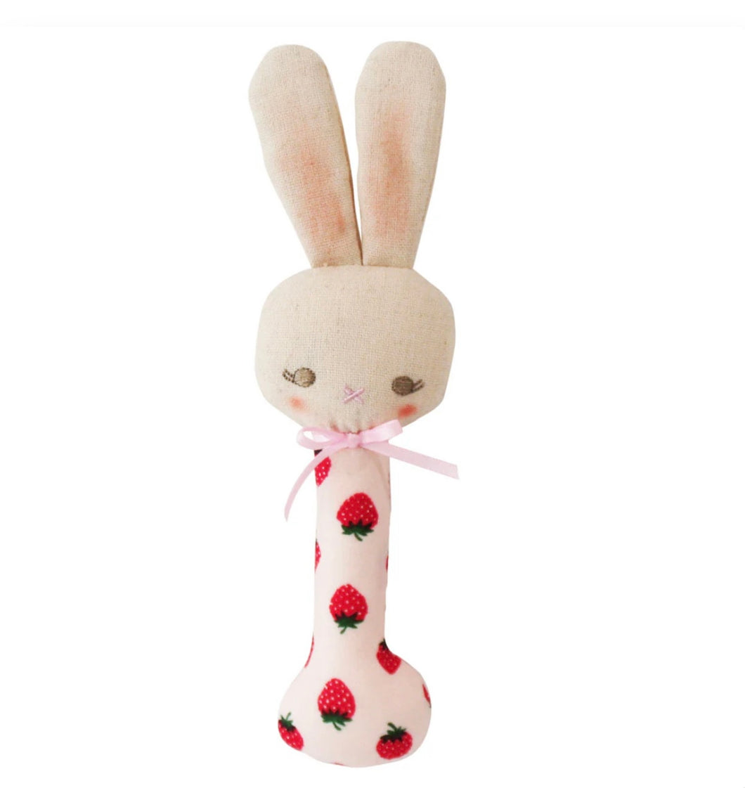 Alimrose - Bunny Stick Rattle - Strawberries