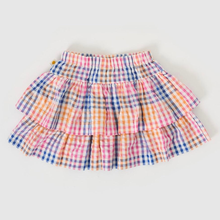 Goldie & Ace - Rainbow Gingham Ria Ruffle Skirt