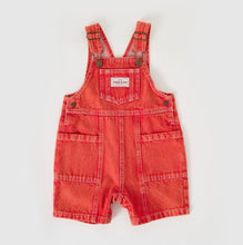 Load image into Gallery viewer, Goldie &amp; Ace - Burton Vintage Washed Denim Pocket Overalls Apple Red
