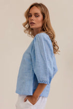Load image into Gallery viewer, Kaleido - Ladies Linen Elbow Sleeve Top | CHAMBRAY
