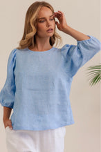 Load image into Gallery viewer, Kaleido - Ladies Linen Elbow Sleeve Top | CHAMBRAY
