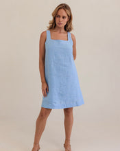 Load image into Gallery viewer, Kaleido - Ladies 100% Linen Square Neck Shift Dress - CHAMBRAY
