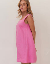 Load image into Gallery viewer, Kaleido - Ladies 100% Linen Square Neck Shift Dress - PINK
