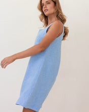 Load image into Gallery viewer, Kaleido - Ladies 100% Linen Square Neck Shift Dress - CHAMBRAY
