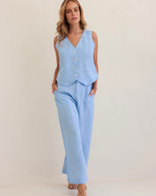 Load image into Gallery viewer, Kaleido - Ladies 100% Linen Button Front Vest - CHAMBRAY
