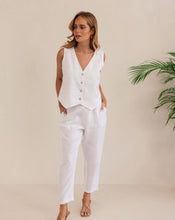 Load image into Gallery viewer, Kaleido - Ladies 100% Linen Button Front Vest - WHITE
