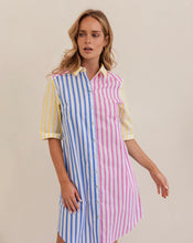 Load image into Gallery viewer, Kaleido - Ladies 100% Cotton Spliced Shirtdress - MULTI STRIPE
