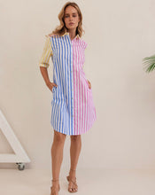 Load image into Gallery viewer, Kaleido - Ladies 100% Cotton Spliced Shirtdress - MULTI STRIPE
