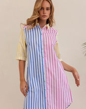 Load image into Gallery viewer, Kaleido - Ladies 100% Cotton Spliced Shirtdress - MULTI STRIPE
