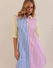 Load image into Gallery viewer, Kaleido - Ladies 100% Cotton Spliced Shirtdress - MULTI STRIPE
