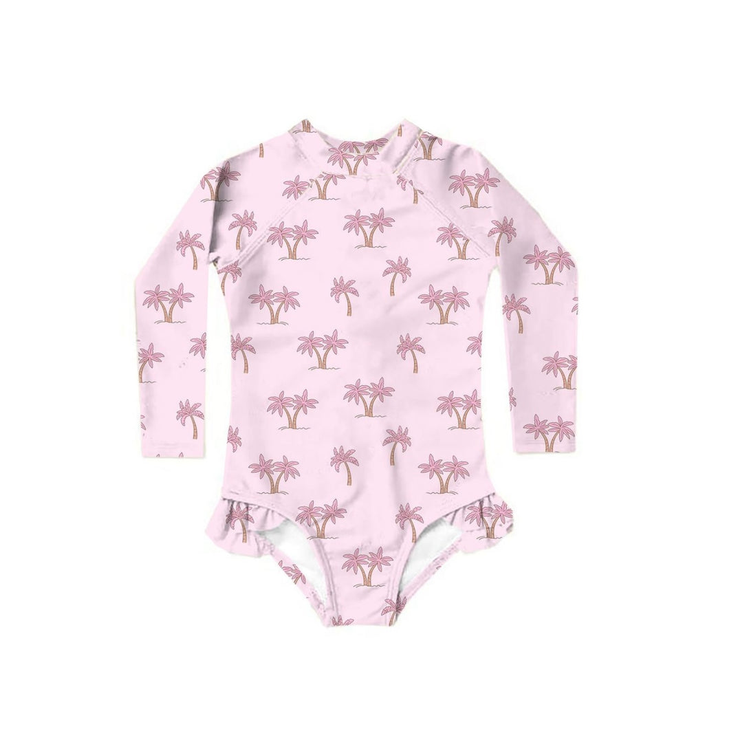 Confetti Kidz - Swim Zippy L/S - Pink Palms