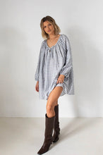 Load image into Gallery viewer, Tiny Trove - Women&#39;s Aimee Check Dress - Blue/White/Grey Check
