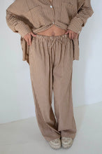 Load image into Gallery viewer, Tiny Trove - Women&#39;s Celia Cotton Stripe Pants - Caramel/White Stripe
