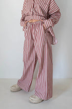 Load image into Gallery viewer, Tiny Trove - Women&#39;s Celia Cotton Stripe Pants - Pale Blush/Deep Red Stripe
