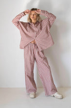 Load image into Gallery viewer, Tiny Trove - Women&#39;s Celia Cotton Stripe Pants - Pale Blush/Deep Red Stripe
