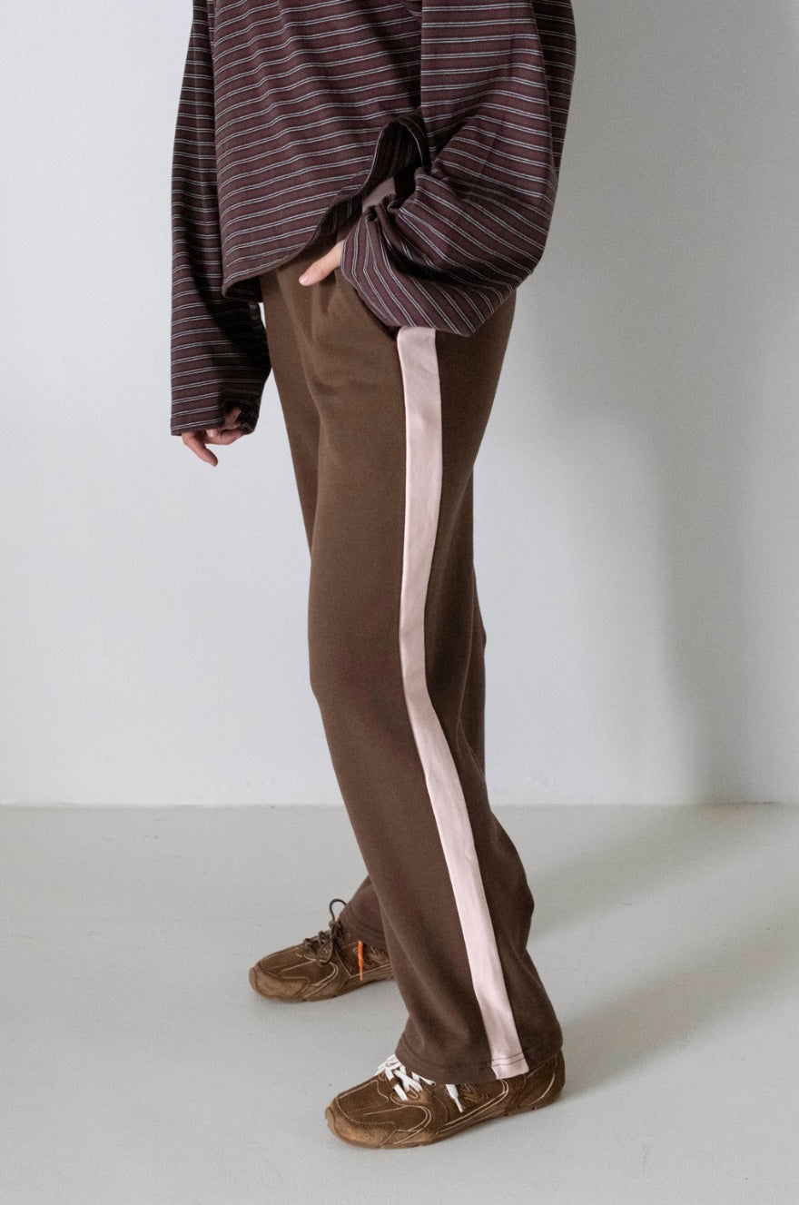 Tiny Trove - Women's Benny Cotton Racer Pants - Chocolate/Pink