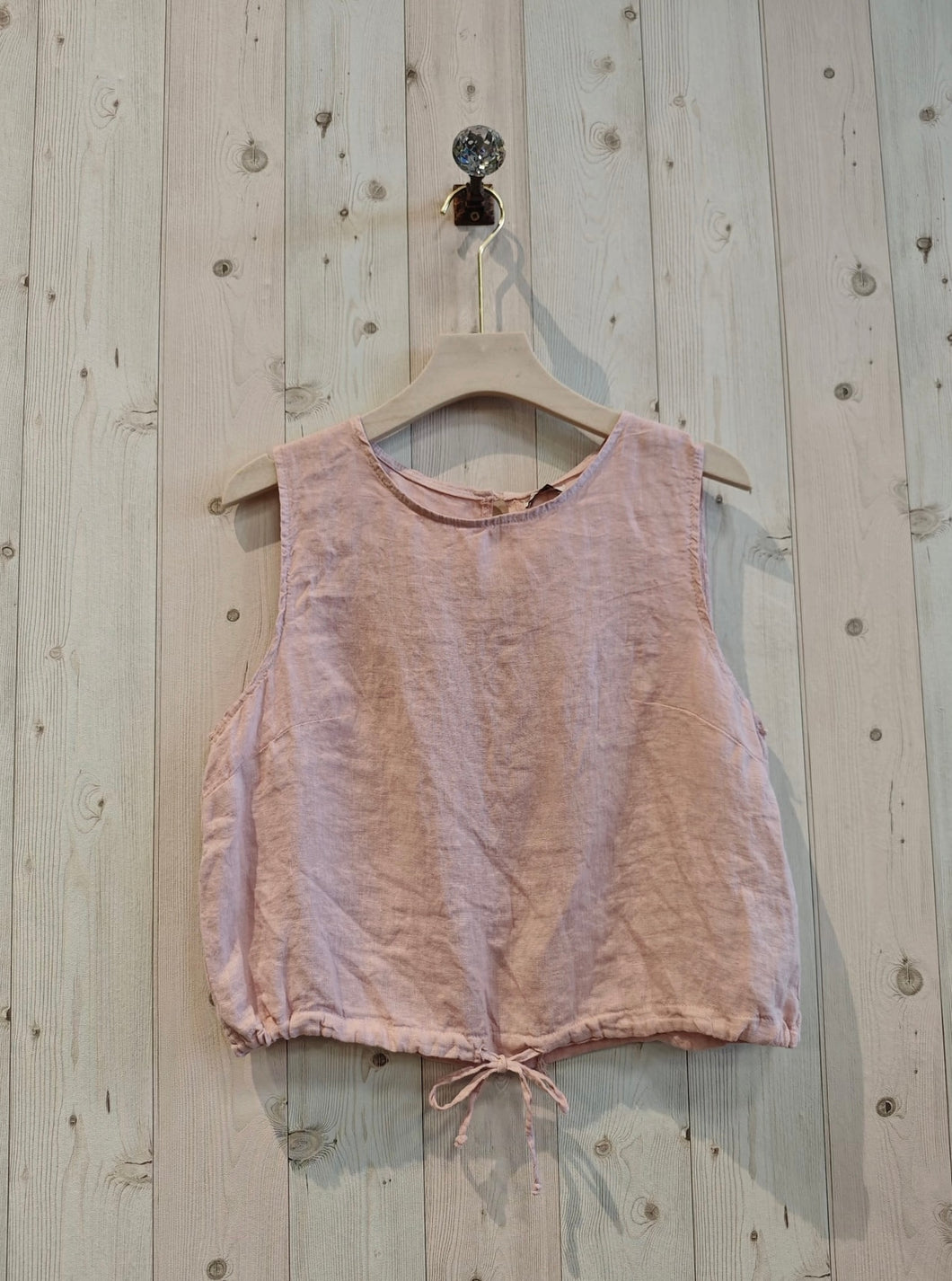 Linen - Ladies 100% Linen Rose Singlet Blouse Top