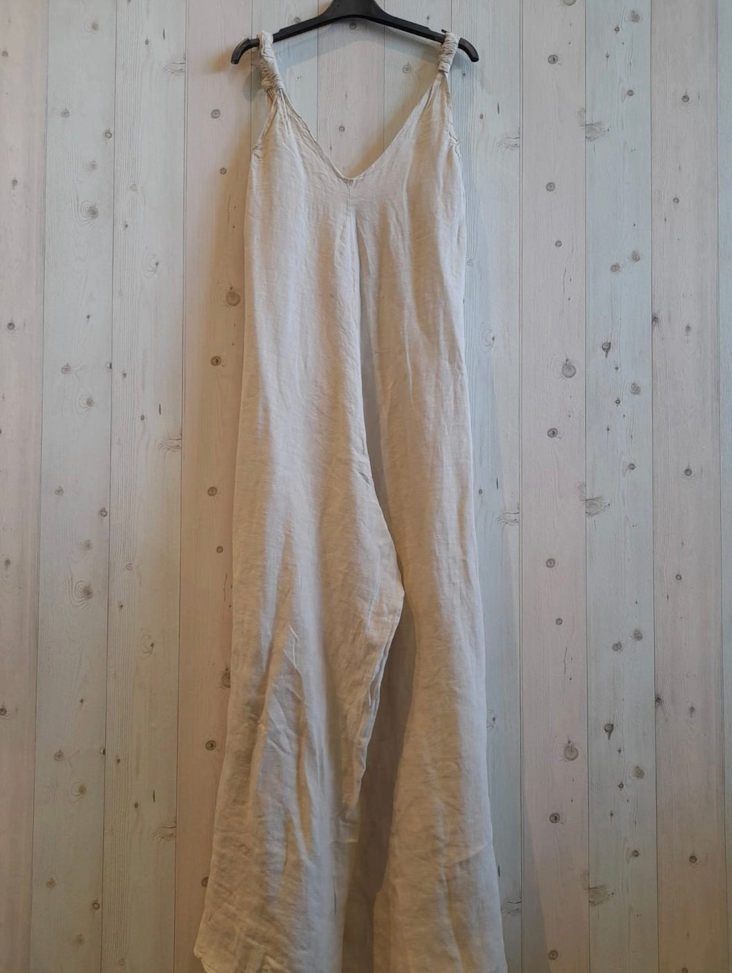 Linen - Ladies Beige 100% Linen Jumpsuit