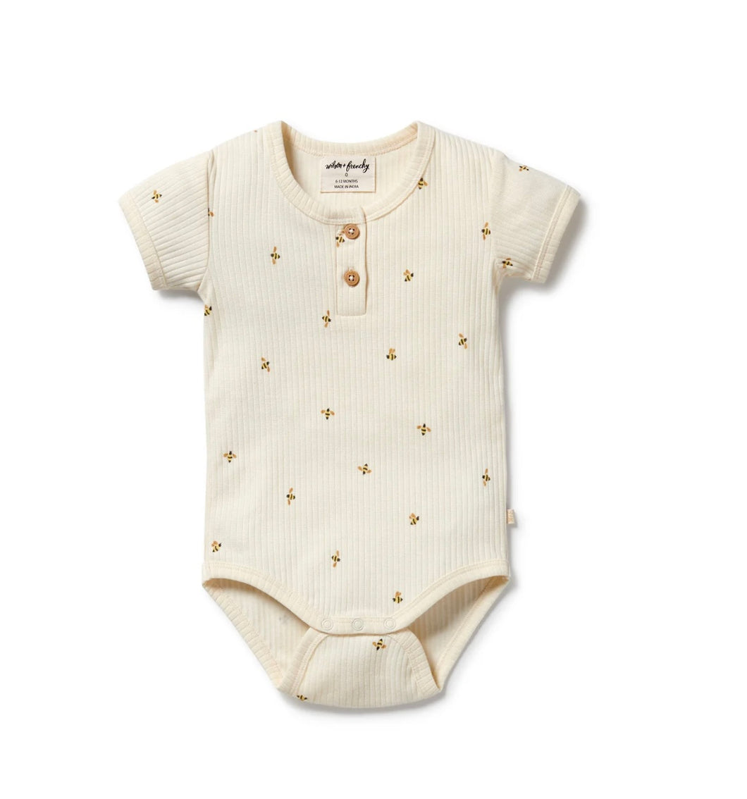 Wilson & Frenchy - Bee Mine Organic Henley Bodysuit