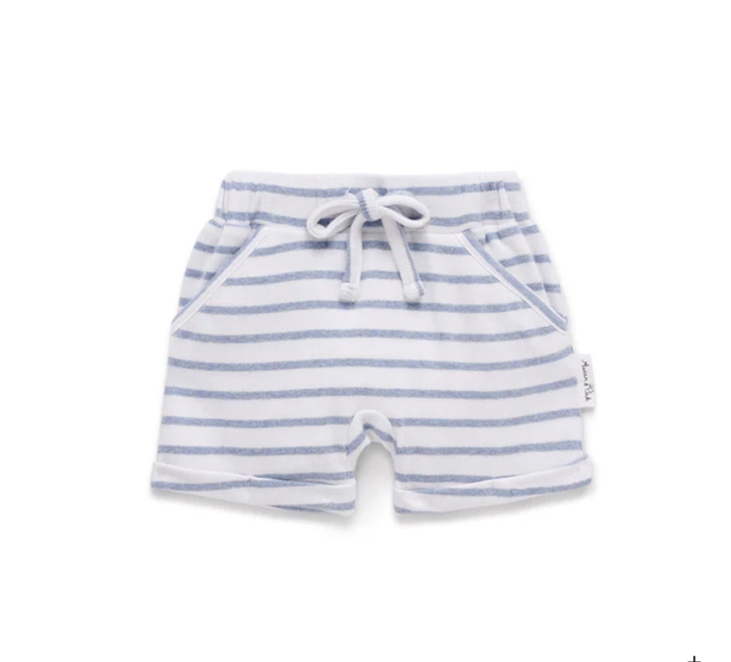 Aster & Oak - Blue Stripe Rib Shorts