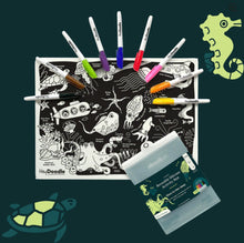 Load image into Gallery viewer, Hey Doodle - Glow-in-the-deep Classic Colouring &amp; Doodle Mat
