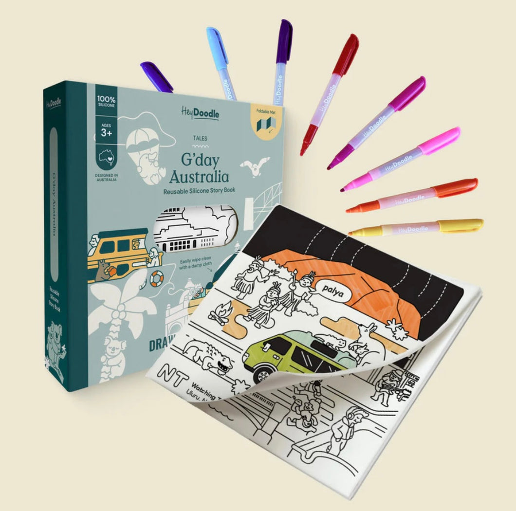 Hey Doodle - G'day Australia Tales - Reusable Colouring Book