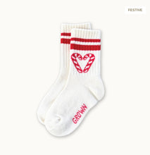 Load image into Gallery viewer, Grown - Candy Cane Heart Socks - Milk
