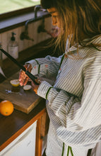 Load image into Gallery viewer, Atmosea - PJ Shirt in Green Velvet Stripe
