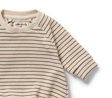 Load image into Gallery viewer, Wilson &amp; Frenchy - Nutmeg Stripe Organic Waffle Bodysuit
