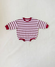 Load image into Gallery viewer, Tiny Trove - Mattie Stripe Cotton Bodysuit - Pink/Red Stripe
